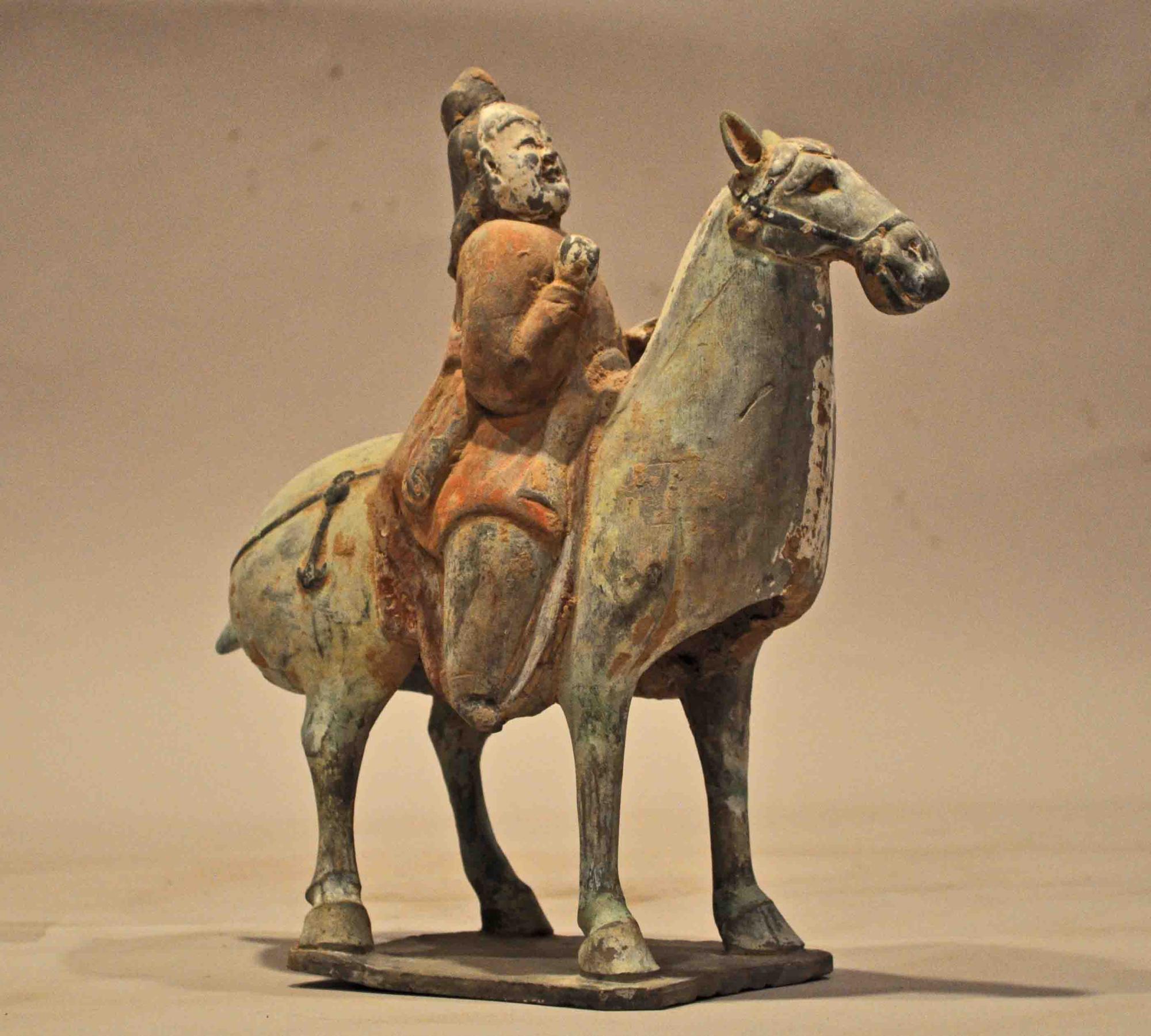 Northern Qi Painted Horse and Rider (10lx10.5h)