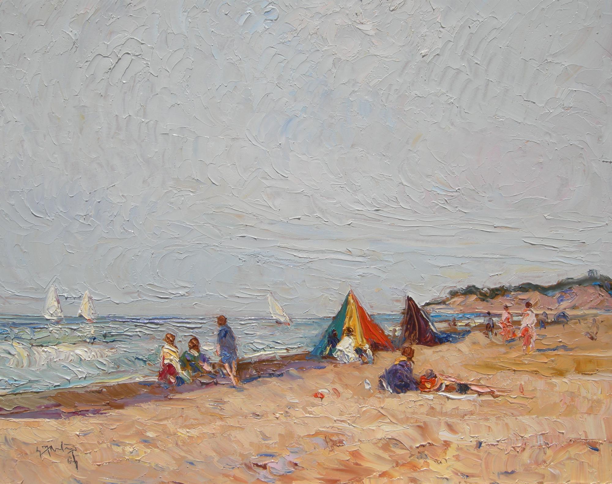 Merienda frente al Mar - Oleo sobre tabla (12x16)